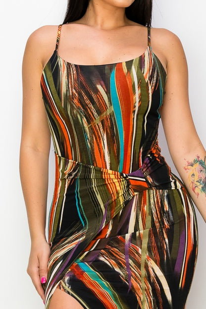 Split Thigh Multicolour Long Dress