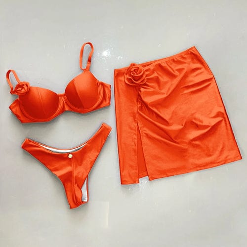 Raspberry Eurybia Swimwear M / 3 Bright colour vacation two piece swimwear