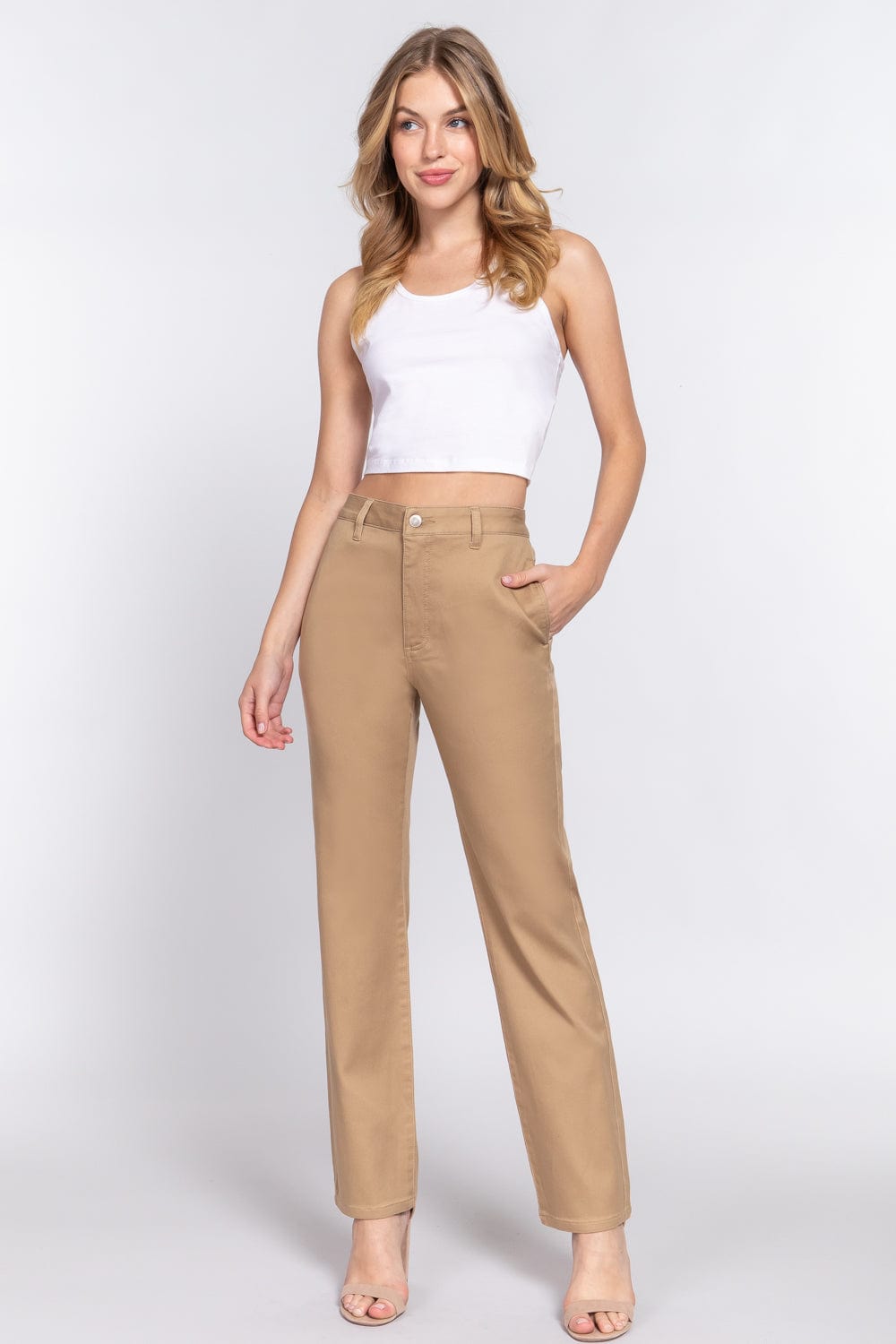 Rose Iphigenia Women's Trousers Straight Fit Twill Long Pants