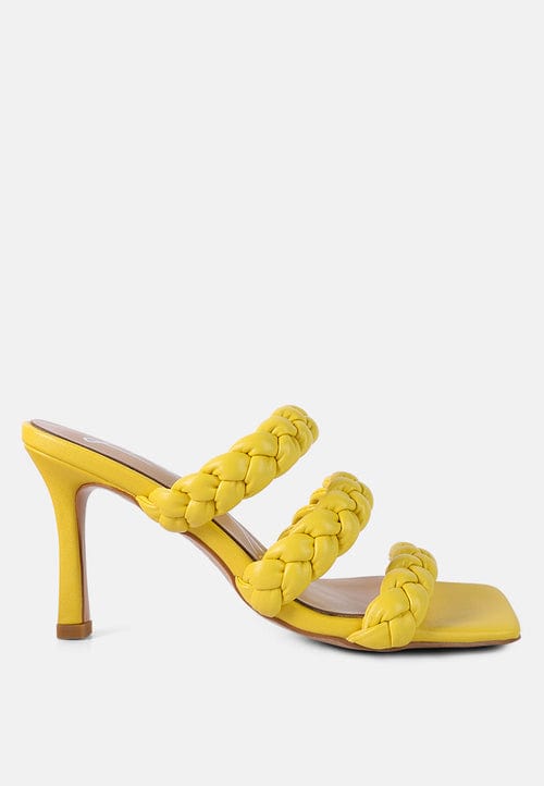 Ruby Smudge Footwear US-5 / UK-3 / EU-36 / Yellow High Bae Braided Strap Casual Heels