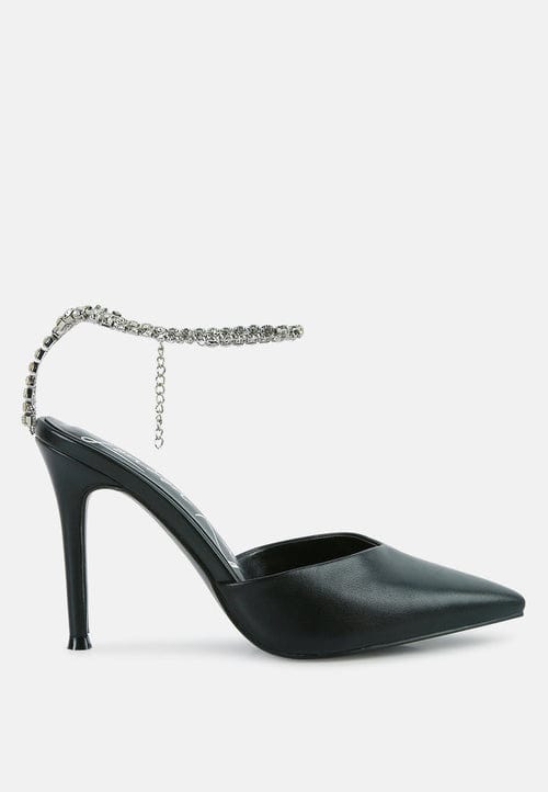 Ruby Smudge Footwear US-6 / UK-4 / EU-37 / Black Joyce Diamante Embellished Stiletto Mule Sandals