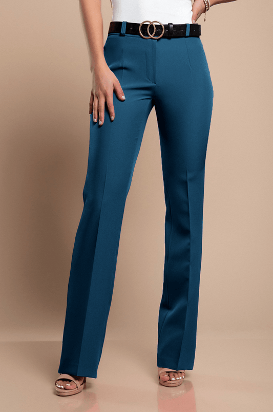 Scarlet Chaos Women's Trousers Women's Elegant Long Trousers With Straight Leg, Petrol Blue