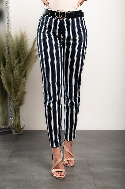 Scarlet Chaos Women's Trousers Women's Elegant Skinny Trousers With Stripe Print Amoretta, Dark Blue